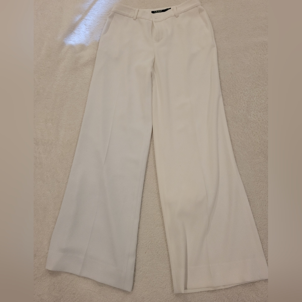 Ralph Lauren White Wide-Leg Pants High-Waisted